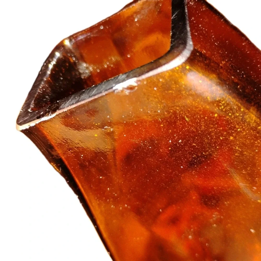 Hometrends Amber Clear Glass Vase Wave Petal Shaped MCM Discontinued Unique Rare